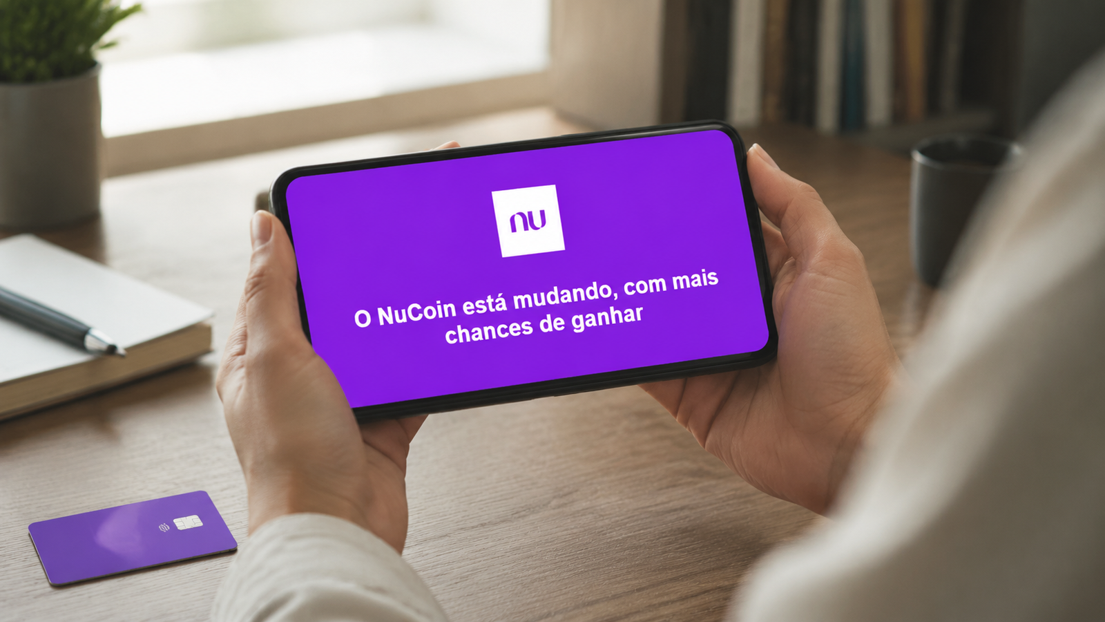 Cliente visualiza no celular uma comunicação sobre as mudanças no programa NuCoin.