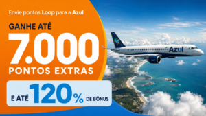 Transfira pontos Inter Loop para o Azul Fidelidade e receba até 120% de bônus. Confira as faixas, regras e o prazo até 27 de agosto.