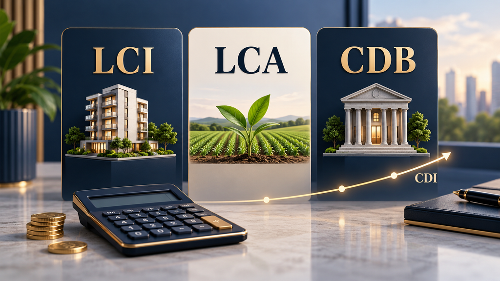 Ilustração comparando LCI, LCA e CDB com rentabilidade atrelada ao CDI