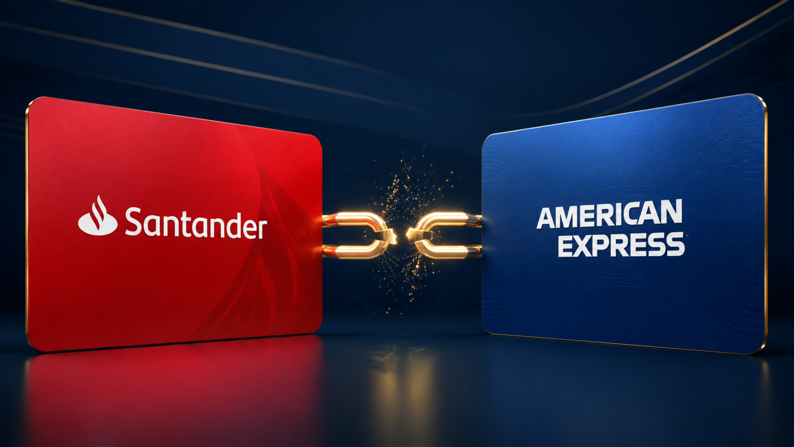 Ilustração representa o fim da parceria entre Santander e American Express para emissão de cartões Amex no Brasil.